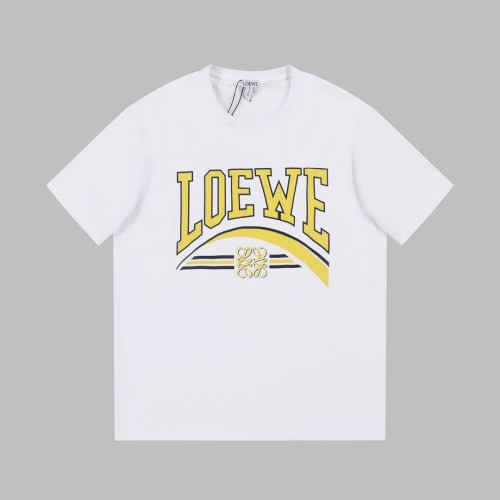 Loewe Yellow Curved Printed Short Sleeves COuple Casual Loose T-shirt