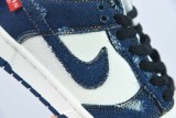 Levi's x Nike DUNK SB LOW Splice Beige Blue Worn Denim Casual Board Shoes Unisex Fashion Sneakers