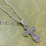 Gucci Anger Forest Unisex Double G Vintage Cross Punk Necklace 60CM