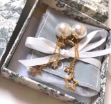 Dior CD Pearl pentagram Tassel Fashion Earrings
