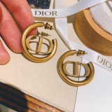 Dior CD Vintage Letter Ancient Gold Ear Ring
