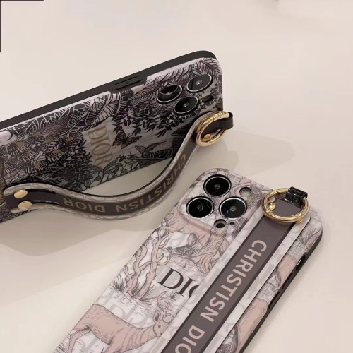 Dior Side Stick Fish Tail Crossbody Phone Protection Cover Wrist strap Frosted Soft Shell Phone Cases