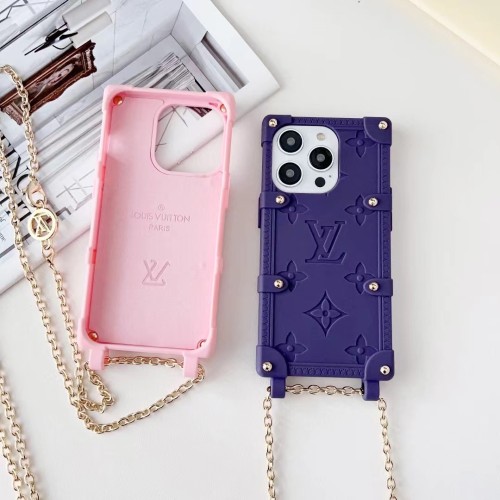 Louis Vuitton Fashion Clemence Phone Protection Cover Logo Chain Phone Cases