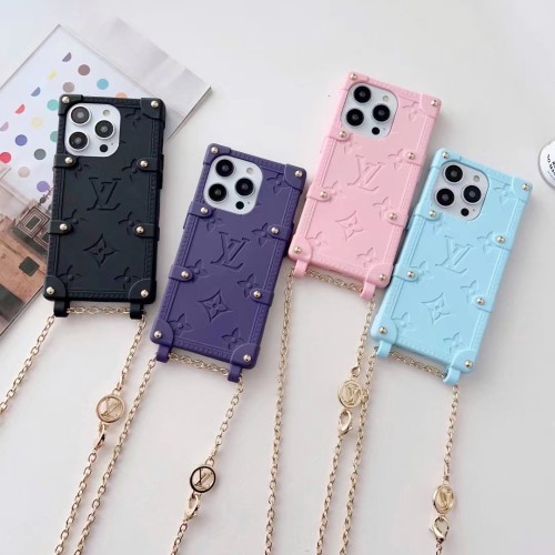 Louis Vuitton Fashion Clemence Phone Protection Cover Logo Chain Phone Cases