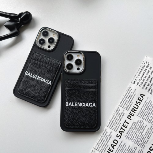 BALENCIAGA Fashion Crocodile Pattern Card Holder Phone Protection Electroplated Radium Carving Edge Cover Phone Cases