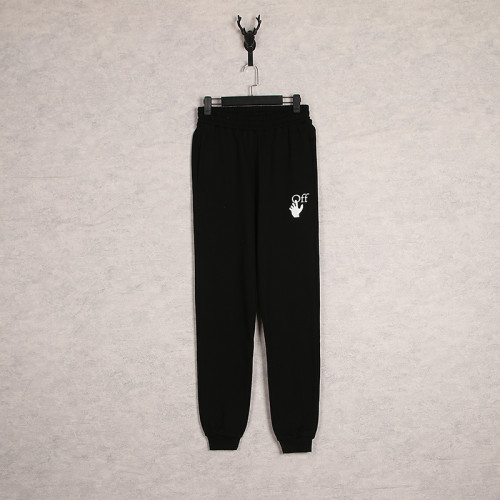Off White Colored Adhesive Strip Arrow Print Sweatpants Casual Sports Cotton Trousers