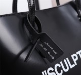 Off White Classics Pearlite Layer Handbag Fashion Shopping Bag Grey Size：38*23*12CM