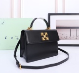 Off White Classics Metal Arrow Logo Handbag Fashion Crossbody Bag Black Size：26*19*9CM