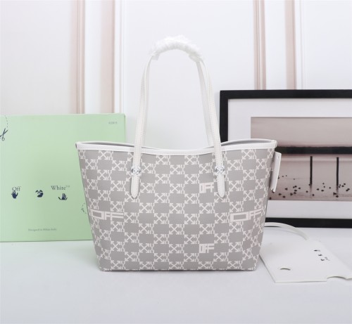 Off White Classics Full Arrow Logo Handbag Fashion Shopping Bag Grey Size：38*23*12CM