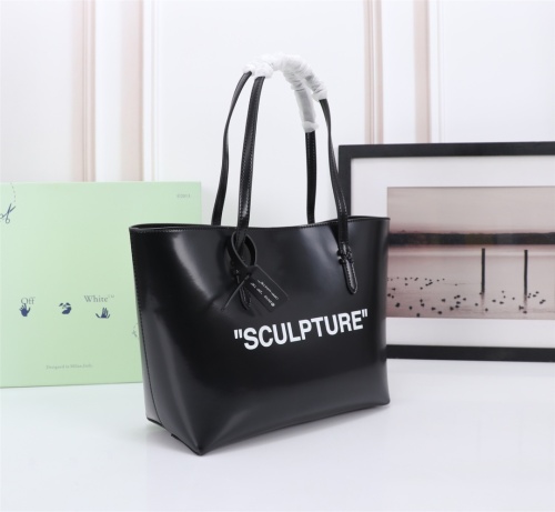 Off White Classics Pearlite Layer Handbag Fashion Shopping Bag Grey Size：38*23*12CM