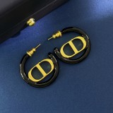 Dior Classic Fashion Celebrity Vintage Style Drop Oil CD Letter Circle Earrings