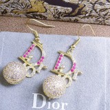 Dior Fashion Colorful Diamond Tassel Full Diamond Logo Letter Ear Studs Earrings