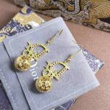 Dior Fashion Colorful Diamond Tassel Full Diamond Logo Letter Ear Studs Earrings