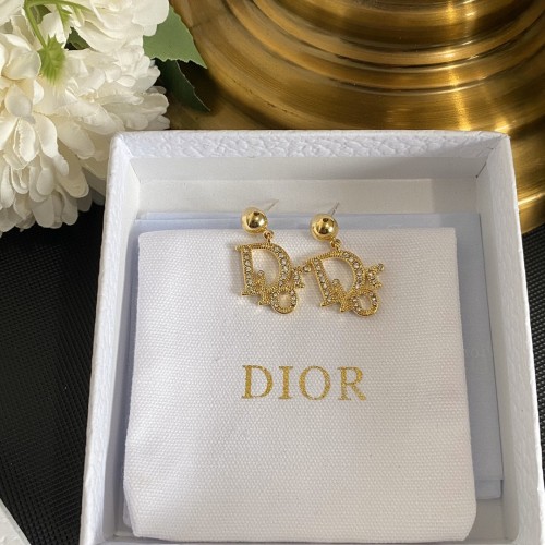 Dior Fashion Full Diamond Logo Letter Ear Studs Earrings
