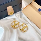 Louis Vuitton Fashion Circle Letter Full Diamond Ear Studs