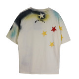 Palm Angels Inkjet Colorful Star Print Short Sleeve Couple Cotton Casual T-shirt