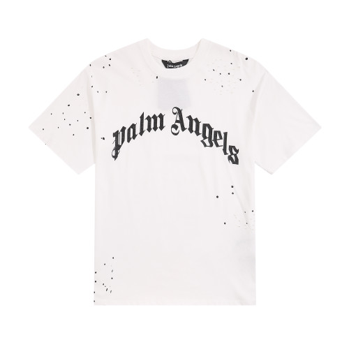 Palm Angels Spicy Ink Perforated Short Sleeve Unisex Cotton T-shirt