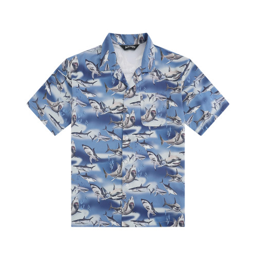 Palm Angels Fashion Shark Print Short Sleeve Shirt