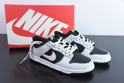 Nike SB Dunk Low Grey Panda Volt  Unisex Casual Skateboard Shoes Sneakers