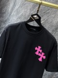 Chrome Hearts Classic Colorful Embroidery Cross Horseshoe Collar Leather Liuding Short Sleeve