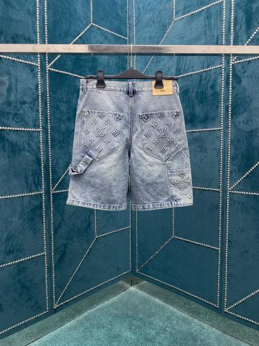 Louis Vuitton Classic Monogram Pattern Workwear washed Denim Shorts