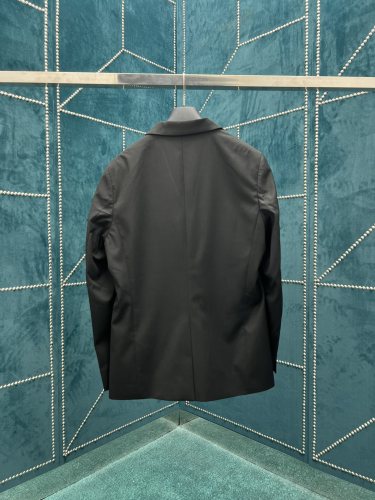 Fendi Classic Single-Breasted Bull Collar jacket Casual Baguette Mini Handbag Street Stretch Wool Blazer Jacket