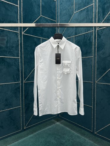Fendi Classic Double Pocket Trimmed Slim-Fit Versatile Long Sleeve Shirt Jacket