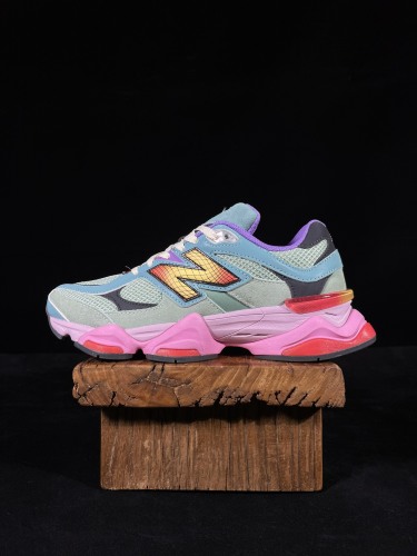 New Balance 9060 Unisex Casual Sports Running Shoes Brown-Blue Fashion Sneakers Blue-Pink