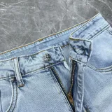 Chrome Hearts Classic Color Patchwork Embroidered Washed Denim Shorts