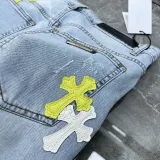 Chrome Hearts Classic Color Patchwork Embroidered Washed Denim Shorts