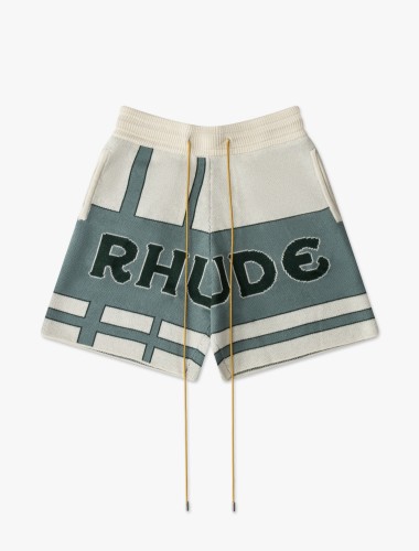 Rhude Vintage Letter Logo Slogan Jacquard Drawstring Woolen Shorts
