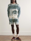 Rhude Vintage Letter Logo Slogan Jacquard Drawstring Woolen Shorts