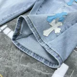 Chrome Hearts Classic Color Patchwork Embroidered Washed Denim Shorts
