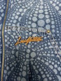 Louis Vuitton Classic Full Pumpkin Textures Logo Denim Belted Jacket Unisex Fashion Logo Embroidery Zip Jacket