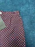 Gucci Unisex Silk Printed Shorts Shirt Red Yellow Check Print Clashing Stripes Shorts