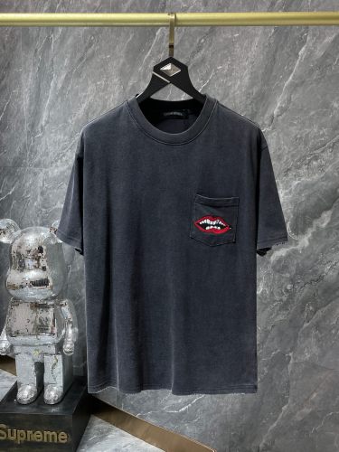 Chrome Hearts Horseshoe Red Mouth Dark Sanskrit Patch Embroidery T-shirt Unisex High Street Casual Short Sleeve