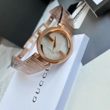 Gucci Silver Ladies Classic Fashion Women's Double G Logo Gold Band Quartz Watch