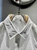 Dior White Cotton Poplin Long Sleeve Shirt Fashion Small Signature Logo Embroidery Shirt Coats