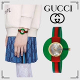 Gucci Classic Little Bee Tricolor Stitching Plexglas Quartz Watch