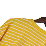 Rhude Men's Logo Print High Street Loose Bottom Striped Long Sleeve T-shirt