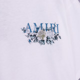 Amiri Fashion Flower Logo Letter T-shirt Unisex Casual Loose Short Sleeve