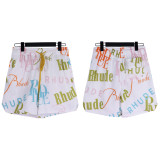 Rhude High Street Personalized Printed Men's Loose Casual Sports Shorts