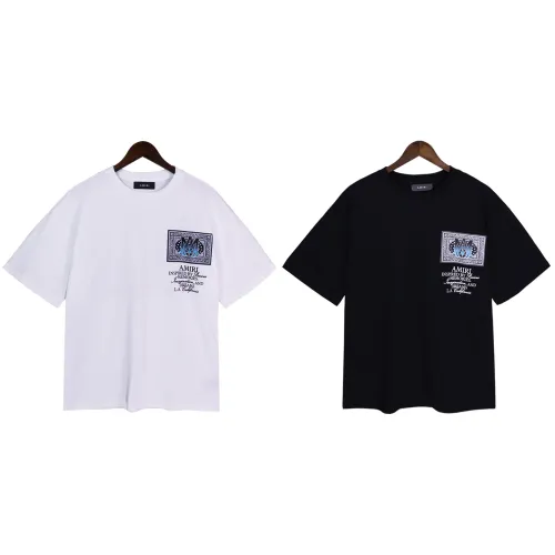 Amiri Fashion Printed T-shirt Unisex Casual Loose Short Sleeve