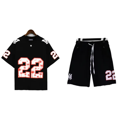 Amiri Unisex High Street Hip Hop Casual Short Sleeve Set