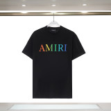 Amiri Colorful Letter Logo Printed T-shirt Fashion Casual Loose Short Sleeve