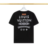 Chrome Hearts & Louis Vuitton Logo Print T-shirt Fashion Casual Round Neck Short Sleeve