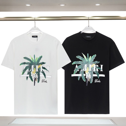 Amiri Coconut Forest Letter Logo Print T-shirt Fashion Round Neck Casual Short Sleeve