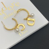 Dior Diamond Ring CD Letter Pearl Earrings