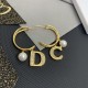 Dior Diamond Ring CD Letter Pearl Earrings