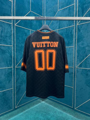 Louis Vuitton Monogram Jacquard Short Sleeve Unisex Casual American Football Street T-Shirts